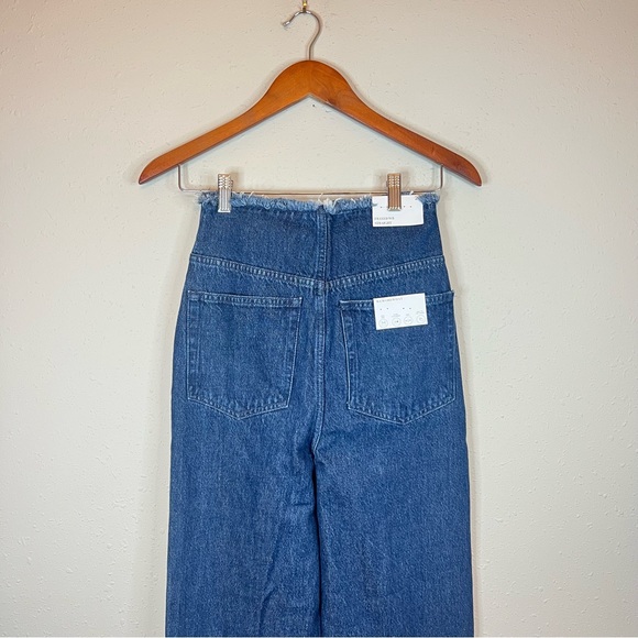 We Wore What Hi Rise Frayed Waistband Straight Women’s Indigo Jeans Sz 24 NWT - Picture 8 of 15
